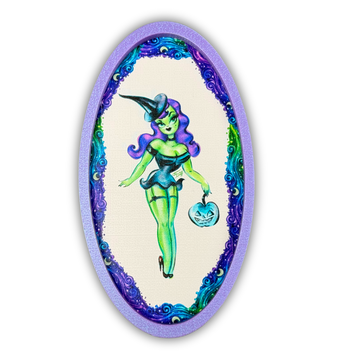 💚🖤©Miss Fluff The Sparkle Witch Edition Diamond Painting Trinket Tray 🖤💚