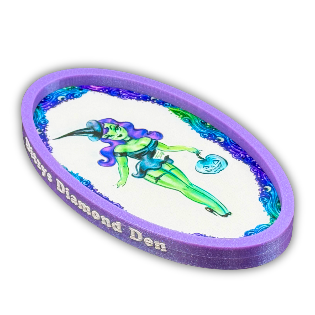 💚🖤©Miss Fluff The Sparkle Witch Edition Diamond Painting Trinket Tray 🖤💚