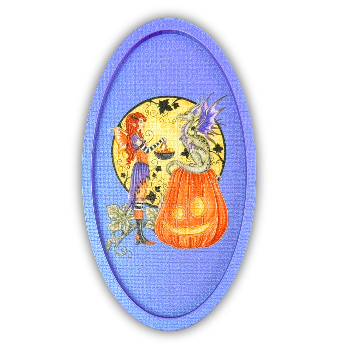 © Amy Brown 🧡Dragons Love Candy Corn💛– Amy Brown Licensed Tray & Trinket Tray Bundle