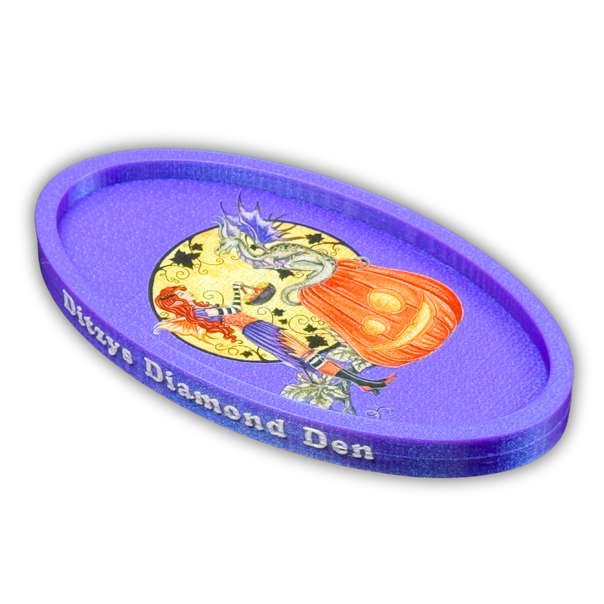 © Amy Brown 🧡Dragons Love Candy Corn 💛– Amy Brown Licensed Diamond Painting Trinket Tray