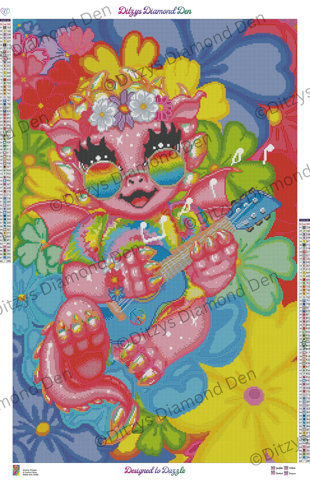 ☮️Groovy Dragon by © Emma Casey ☮️ US Orders